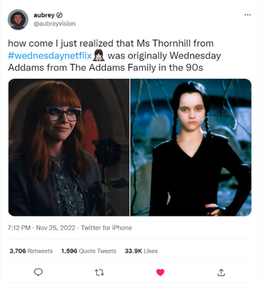 Christina Ricci como Miércoles Addams en la película ‘La familia Addams’ de 1991 I Fuente: Twitter 